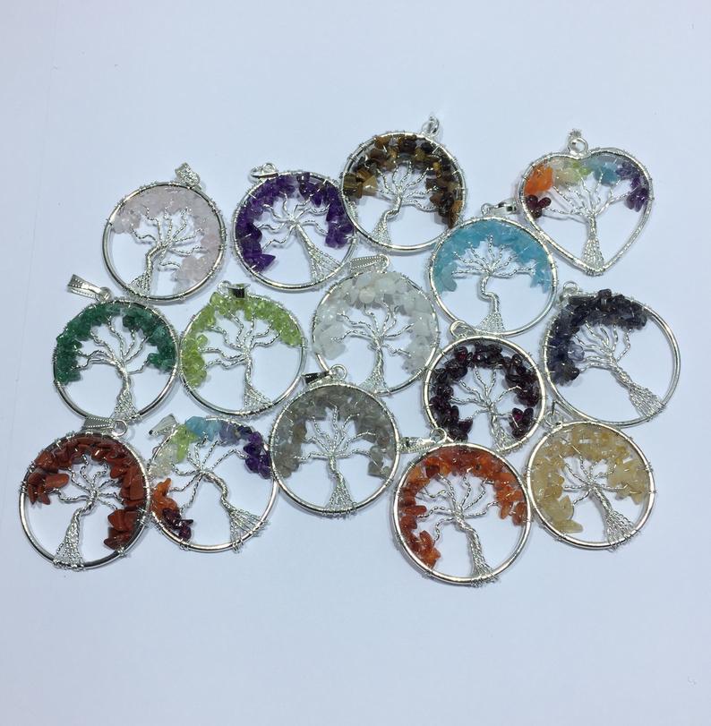 Beautiful Tree Of Life Pendant With Multiple Gemstone