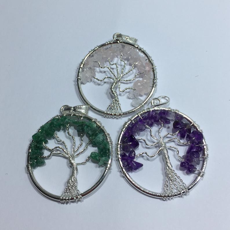 Beautiful Tree Of Life Pendant With Multiple Gemstone