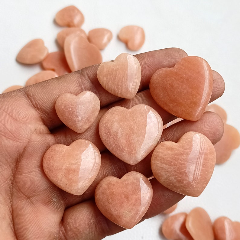 Natural Peach Amazonite Heart Cabochon (Natural)