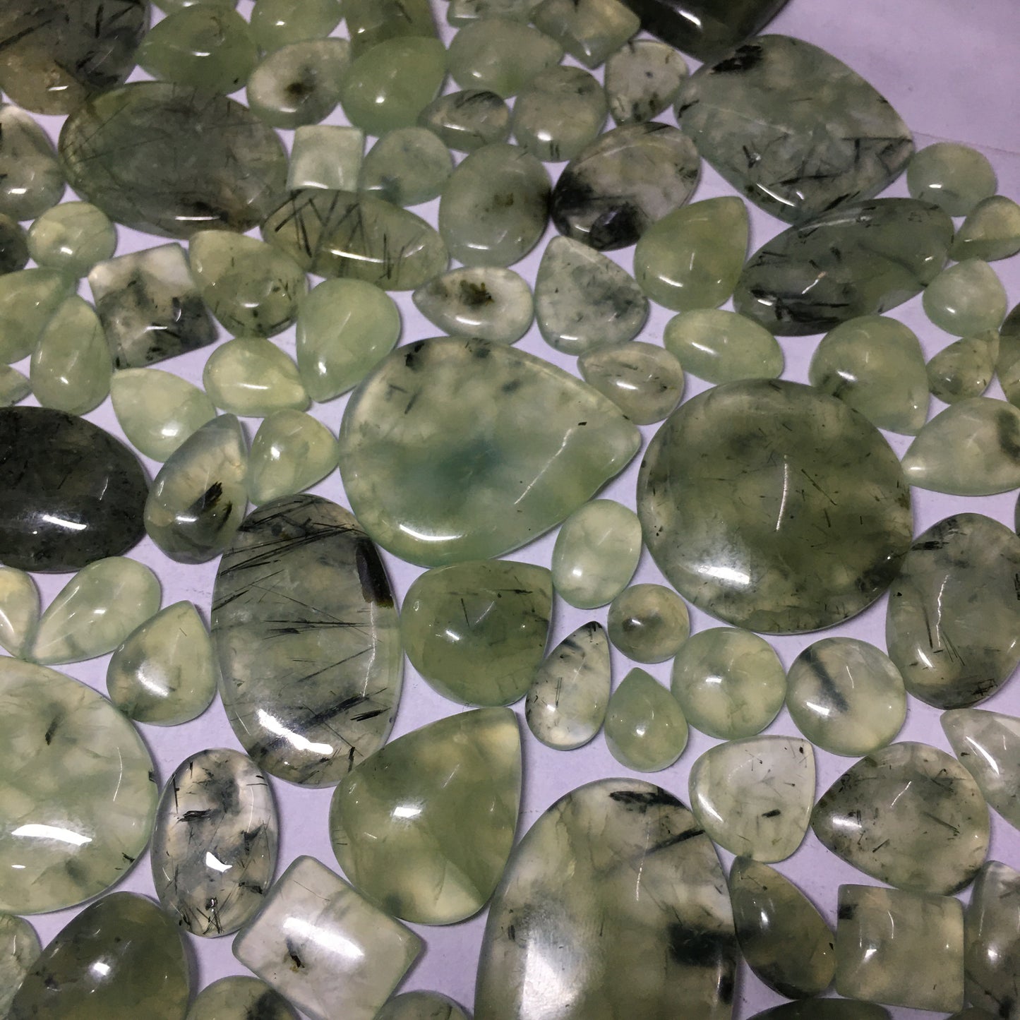 Natural Green Prehnite Rutile Cabochon (Natural)