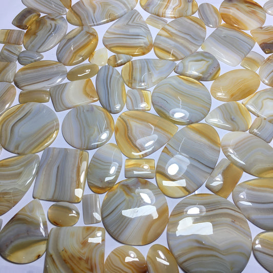 Natural Yellow Banded Agate Cabochon (Natural)