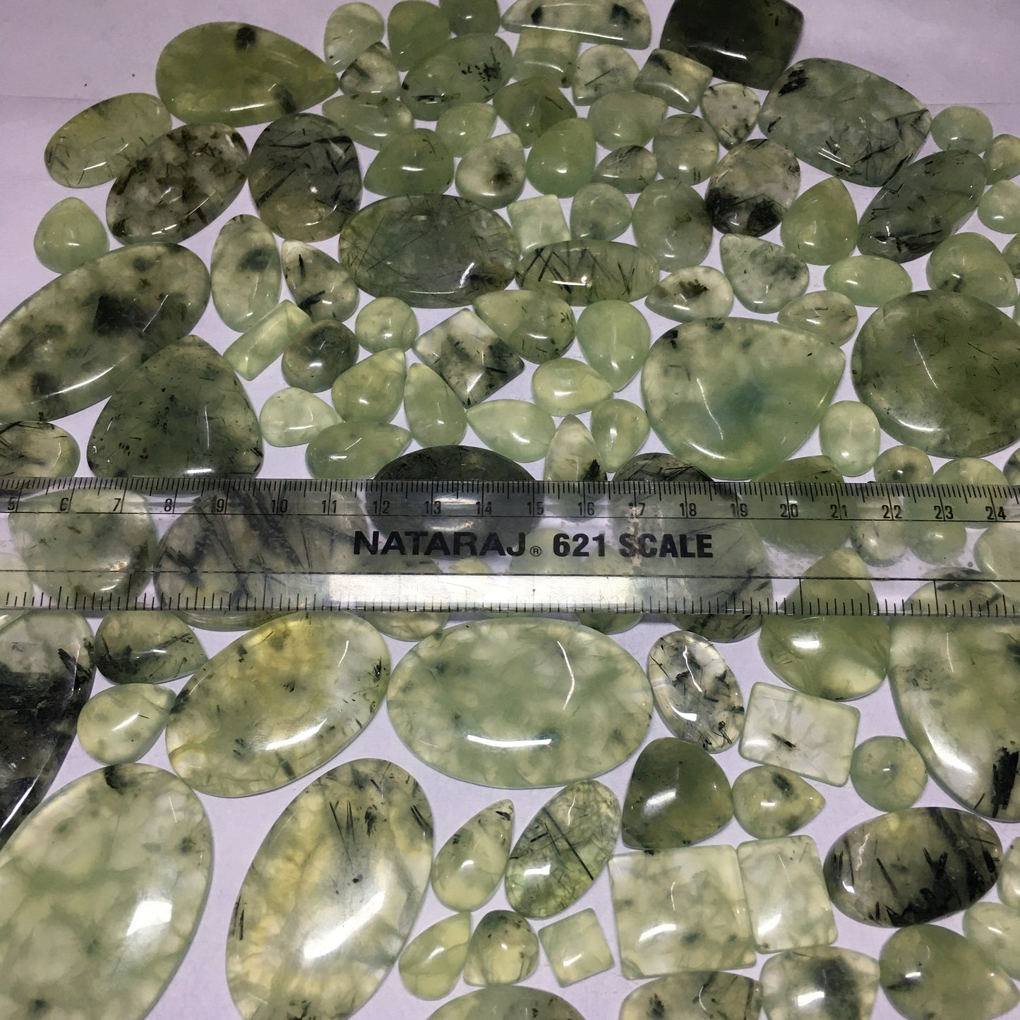 Natural Green Prehnite Rutile Cabochon (Natural)